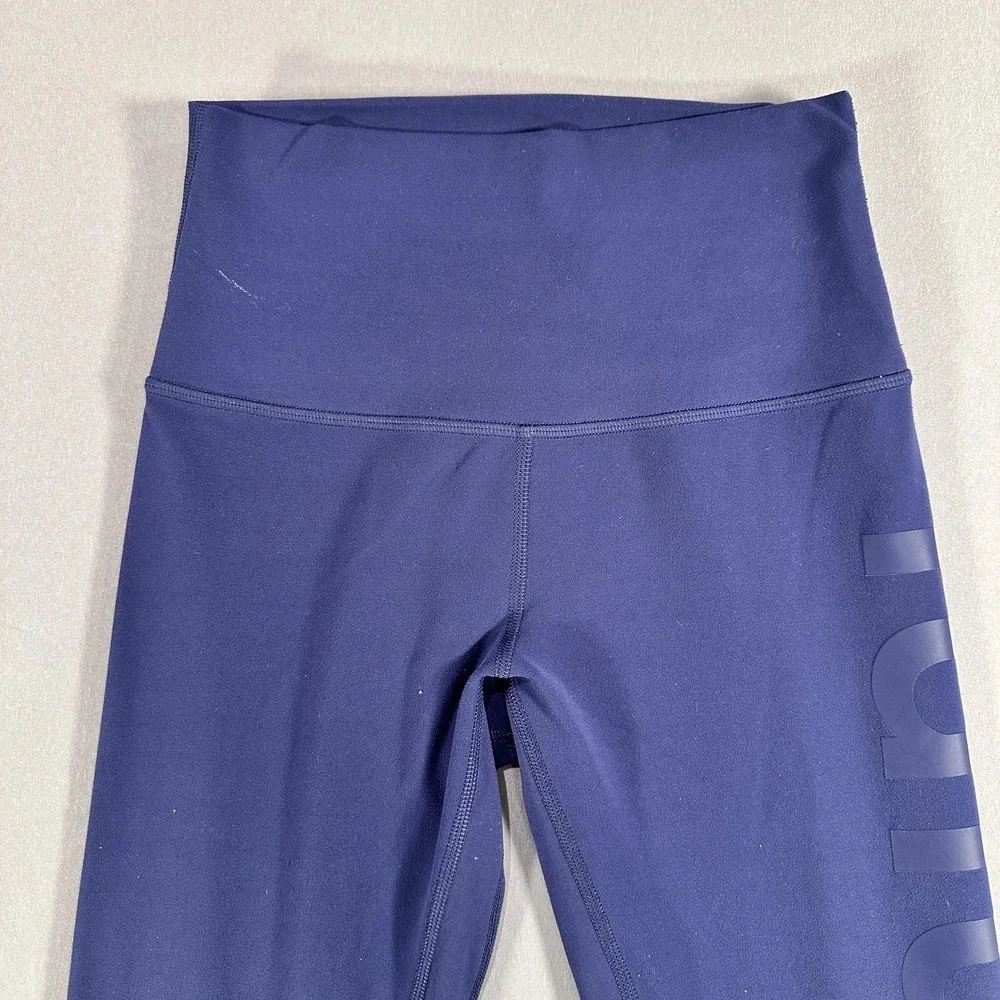 Lululemon Leggings Womens 4 Blue High Rise Ankle Logo Yoga Athletic Stretch Gym